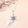 Moissanite Necklace and Snowflake Diamond Pendant as Wedding Gift for Your Girlfriend